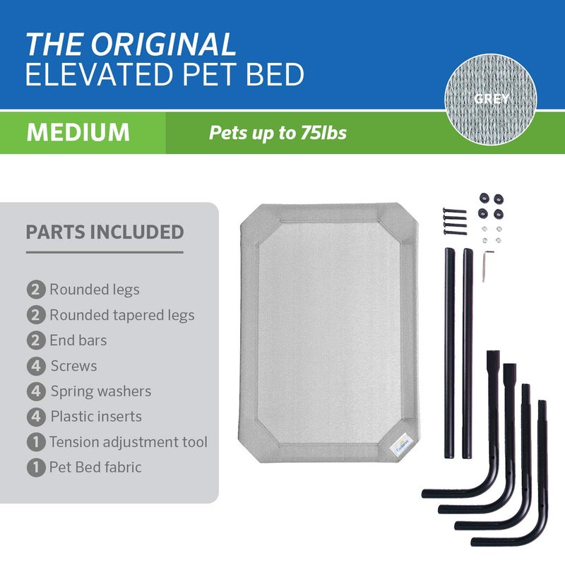 Coolaroo Original Elevated Dog Bed - Breathable Off-The-Ground Pet Bed with Cooling Fabric, Joint Relief & Moisture-Resistant Fabric, 100% Recyclable, Easy Clean, Grey, Medium - Image 5